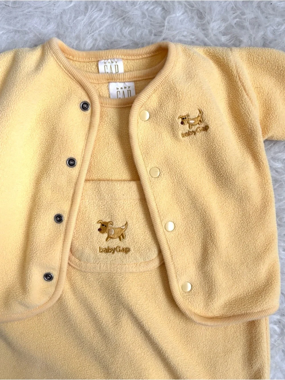 Baby GAP Gender Neutral Soft Yellow Fleece Romper with Snap Jacket